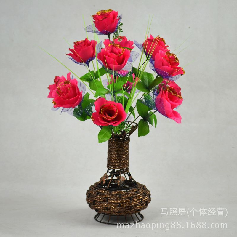 12头6色沾金孔雀玫308360