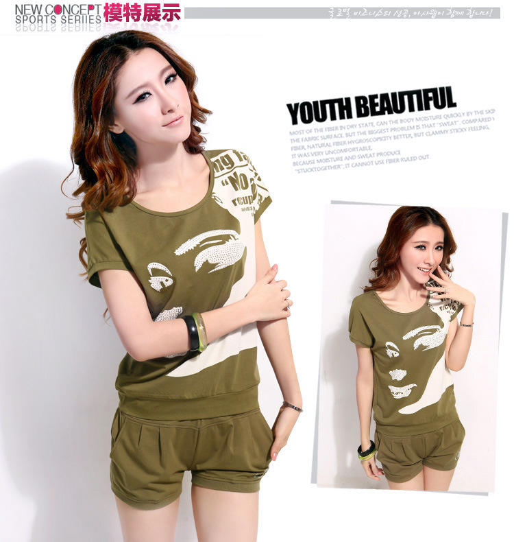 【2013<em>夏季女式</em>套头<em>短袖短裤套装</em> 运动服369