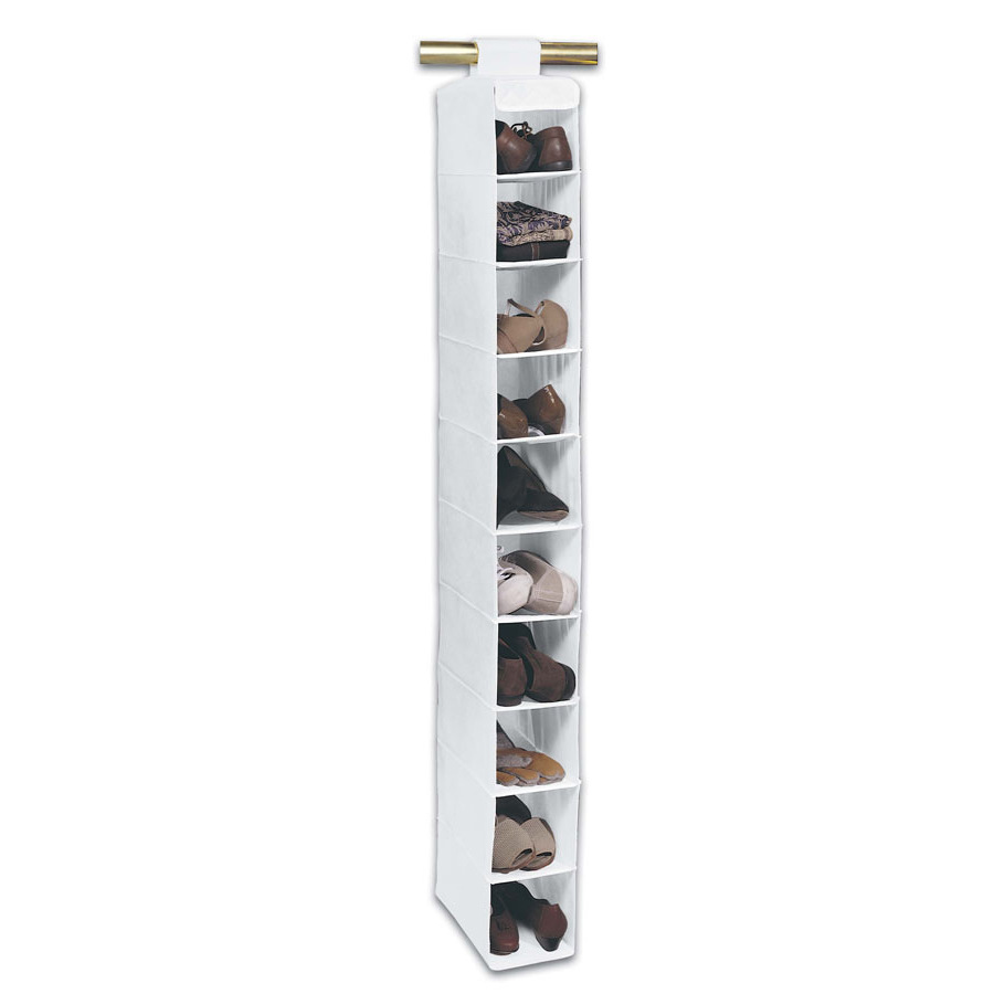 10 Pocket White Shoe Shelf - B