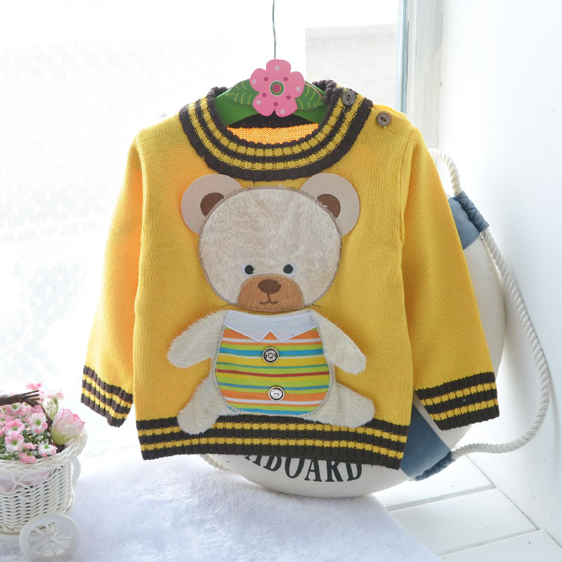 童装批发 2013新款儿童<em>小熊毛衣</em> 儿童小熊肩扣