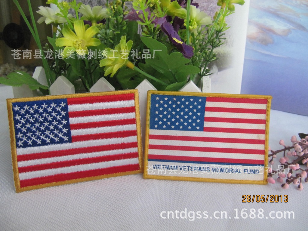 洗唛、商标-绣花厂家生产 电脑绣花国旗标 加拿