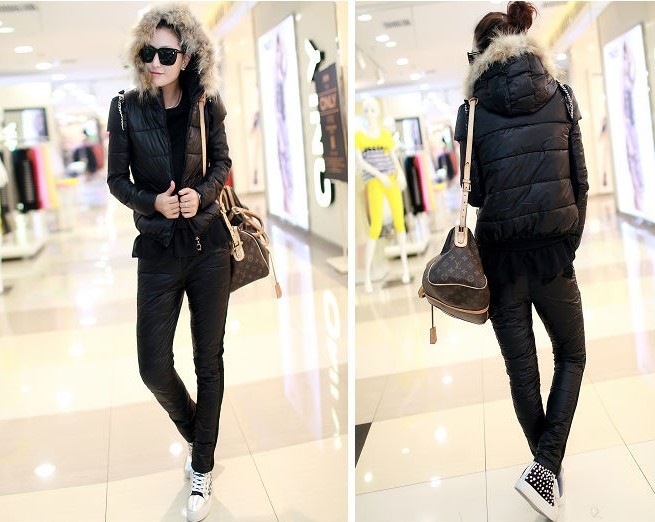 932#2013秋冬新款休闲<em>羽绒服</em>棉衣三件<em>套马甲</em>