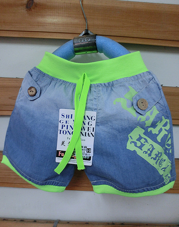 芙蓉淼最新夏款 印花<em>牛仔短裤</em> 时尚<em>荧光</em>色<em>牛仔</em>