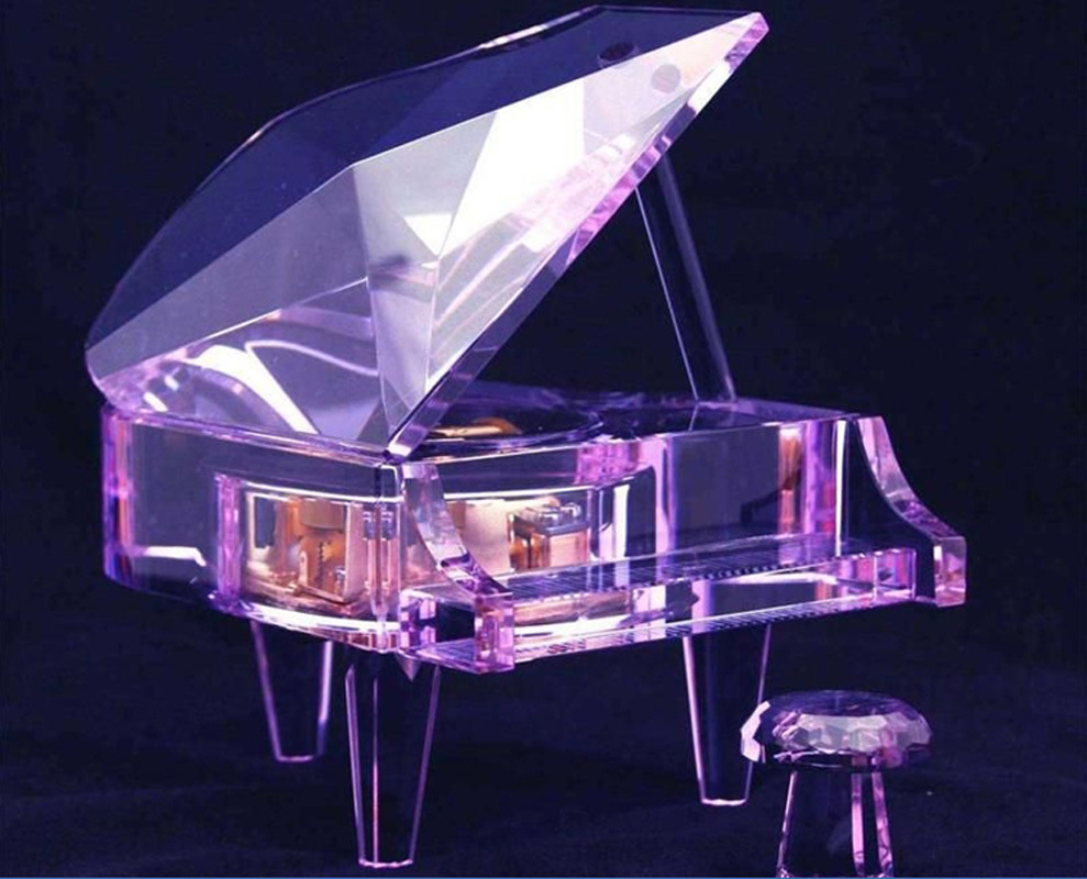 供应水晶钢琴 水晶工艺品 音乐盒 水晶音乐盒 钢琴音乐盒