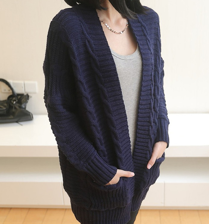013新品女装 韩版宽松大码加厚V领长袖<em>开衫</em> 女