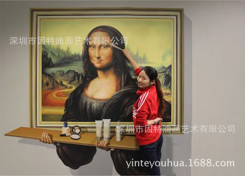 纯手工3D油画高端墙绘彩绘地画逼真写实3D立体画