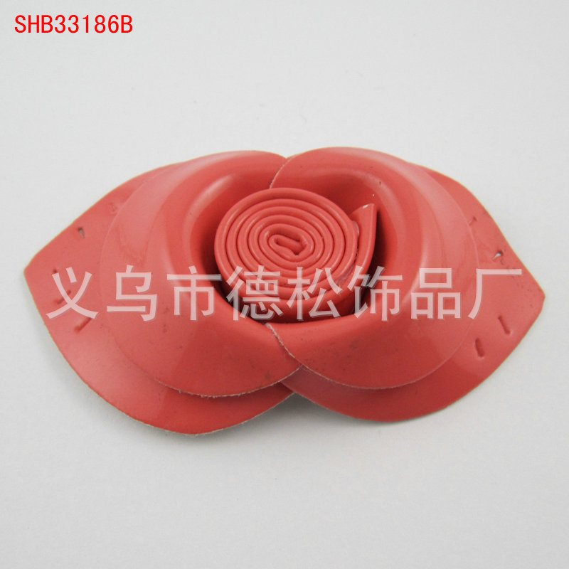 2014新款pu亮皮立体手工粉色鞋类装饰鞋花批发