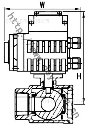 电动三通丝口球阀尺寸图