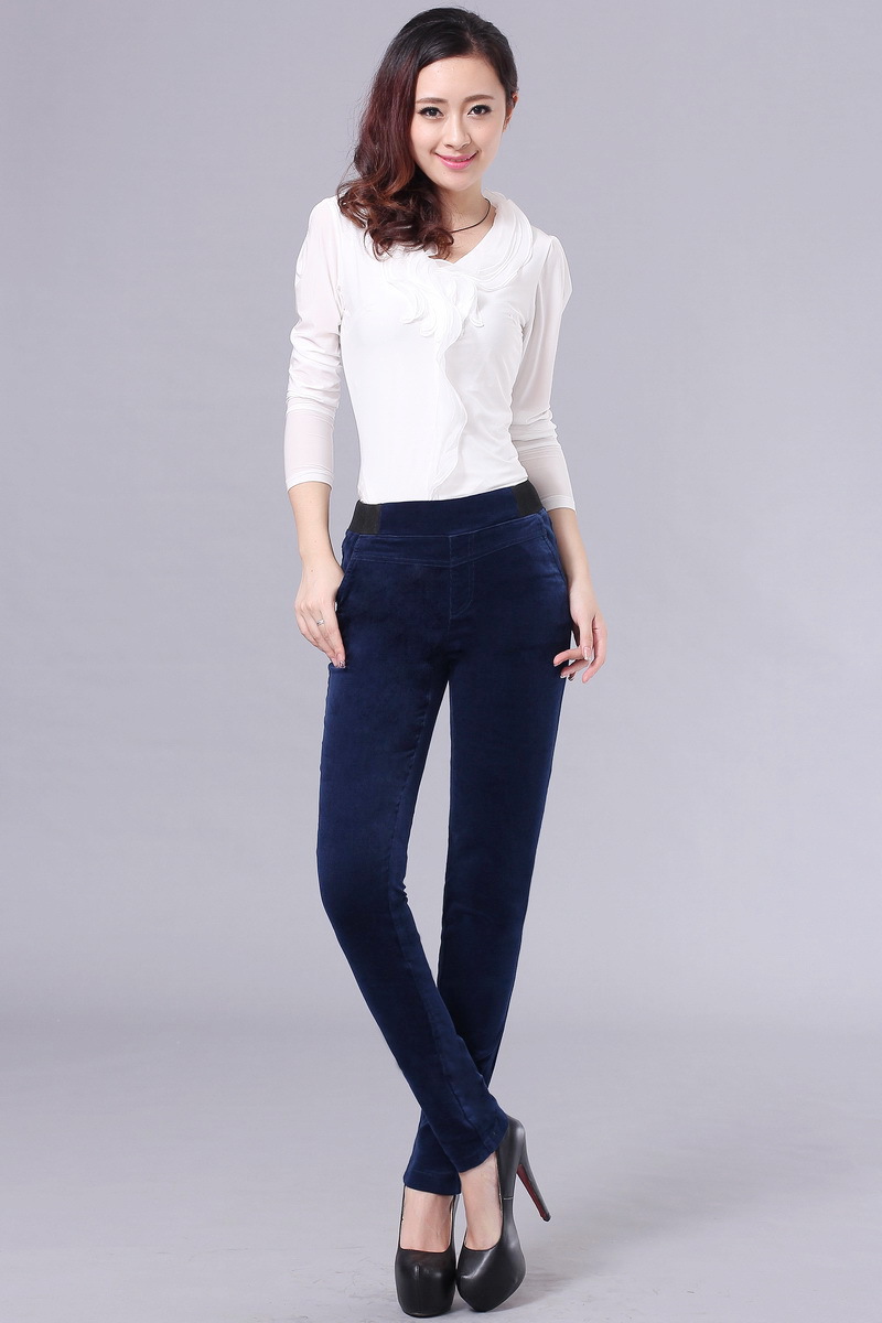 抓绒灯芯绒女裤小脚裤<em>棉裤子女</em>大码女式铅笔裤