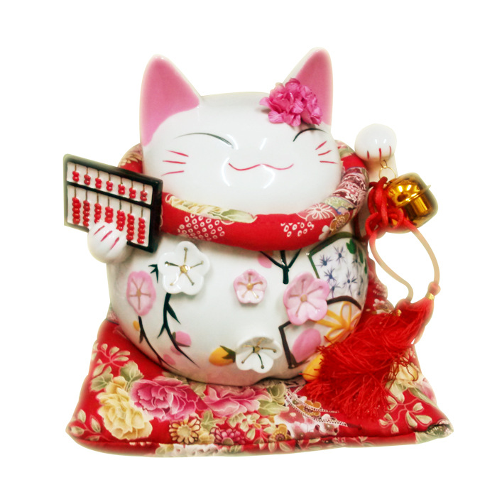 招财猫摆件开业 创意礼品 大号陶瓷储蓄罐 陶瓷工艺 算盘猫储钱罐