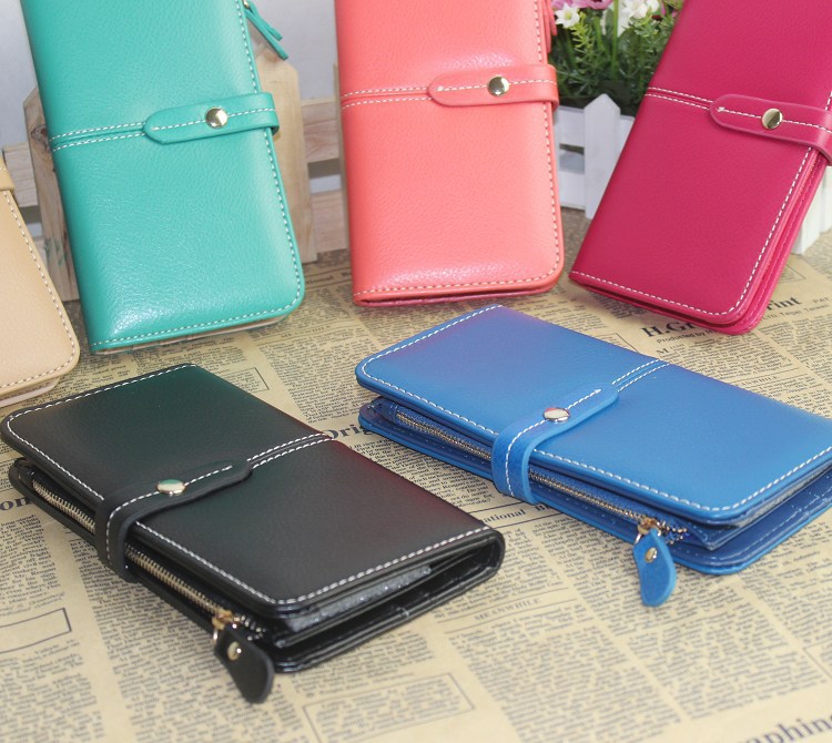 3799搭扣拉链两折长款钱包可放手机 22.8元