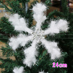 聖誕裝飾 立體手工雪花 毛絨雪花 櫥窗玻璃掛件24cm