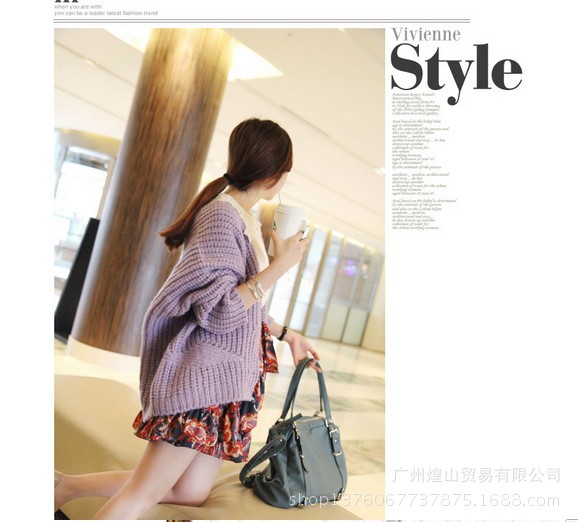 2013新款韩国秋冬女装毛衣外套<em>韩版</em>宽松<em>加厚</em>