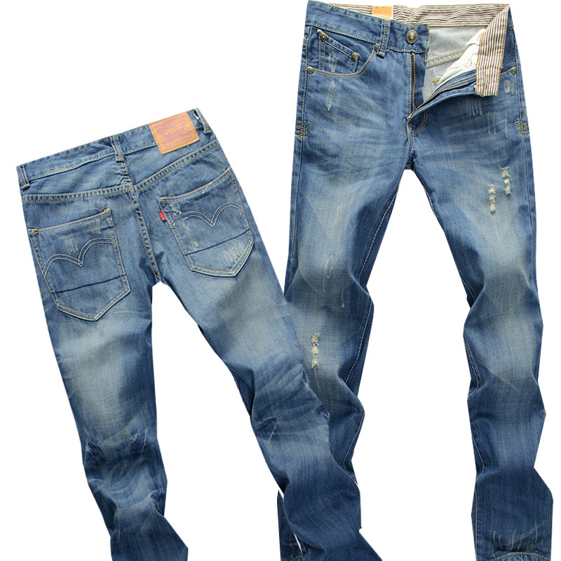 韩版李牌男式牛仔裤 男装牛仔裤 韩版直筒牛仔