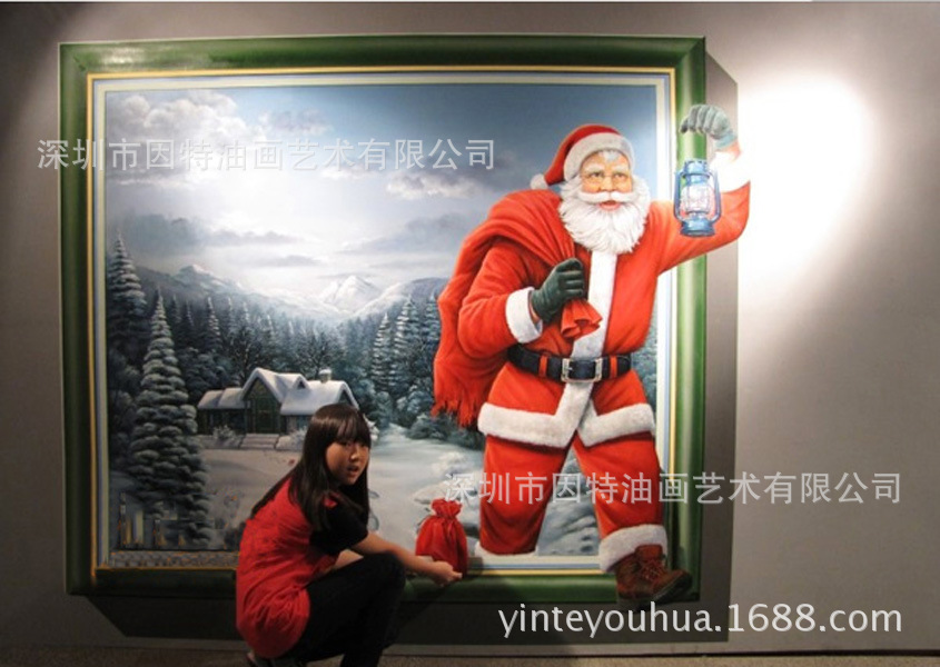 纯手工3D油画高端墙绘彩绘地画逼真写实3D立体画