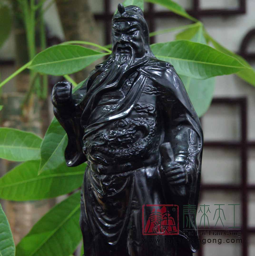 【泰来天工】正品泰山玉武财神关公像 精品泰山玉墨玉玉石摆件