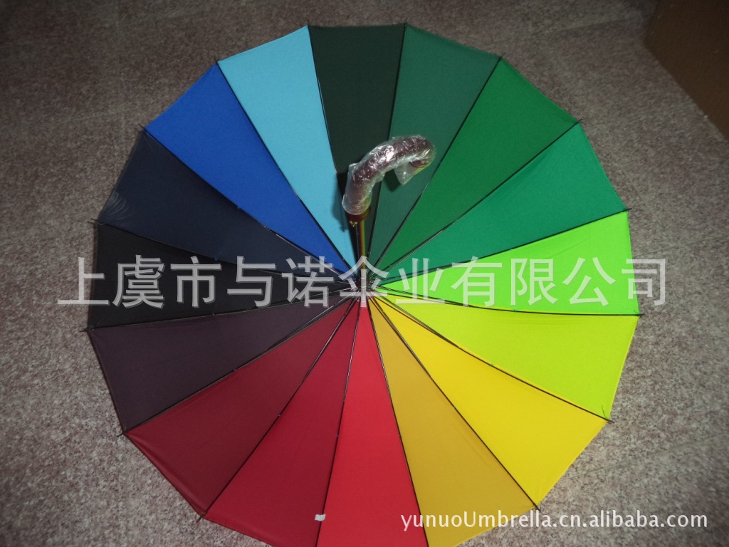 27寸16开涤丝槽骨彩虹手开伞