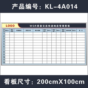 质量目视管理表/wqr质量管理看板/生产现场质量管理看板 kl-4a014