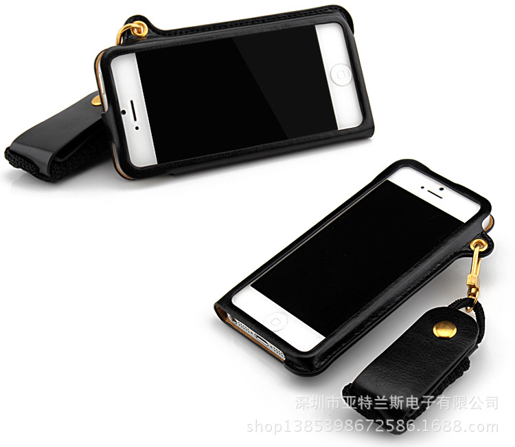 Iphone 5 5G 5S 5C掛繩支架皮套