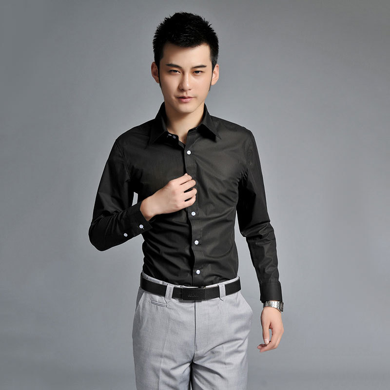 修身男装长袖衬衫男士商务职业装白领衬衫衬衣