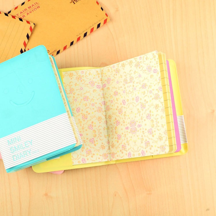 笔记本、练习本-韩国文具 皮质表情微笑脸日记