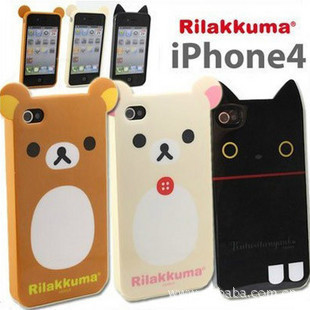 iPhone4 日本rilakkuma 輕松小熊 靴下黑貓 外殼 保護套 保護殼工廠,批發,進口,代購