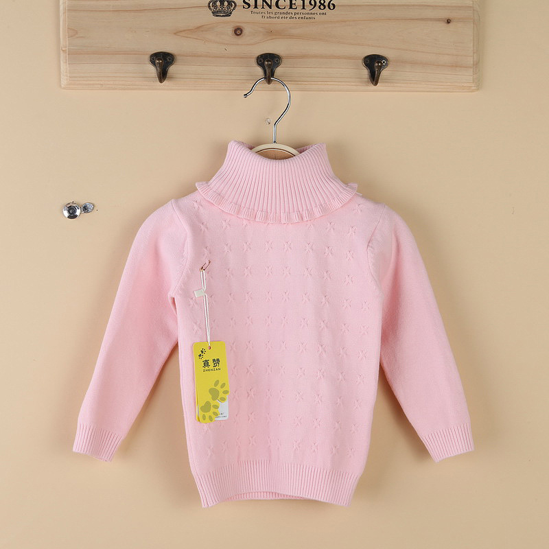 <em>厂家</em>直销 女童高领全棉打底衫毛衣 中童毛衣 童