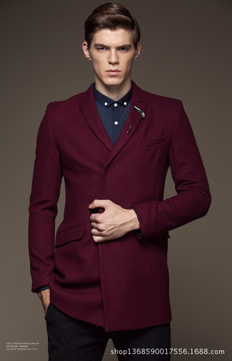 【LIHOMME 2013秋冬新款男毛呢大衣修身羊毛