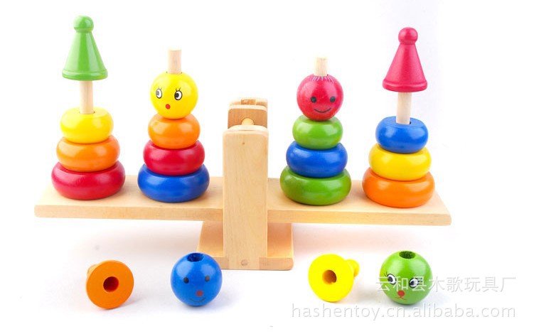 木制玩具 益智玩具 早教玩具 小丑套柱 跷跷板 jz05 小丑天平