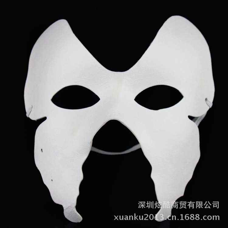 供应万圣节白色纸浆蝴蝶面具 diy手绘舞会面具 女孩性感白胚面具
