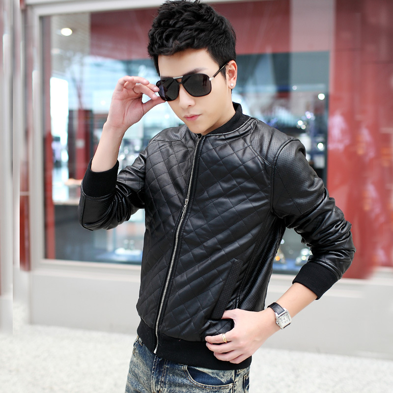 韩版男装2013<em>冬装</em>新款<em>男士</em>棉服立领修身<em>pu皮</em>