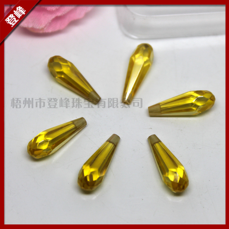 【供应饰品配件梧州<em>人工合成</em>宝石橄榄黄水滴形