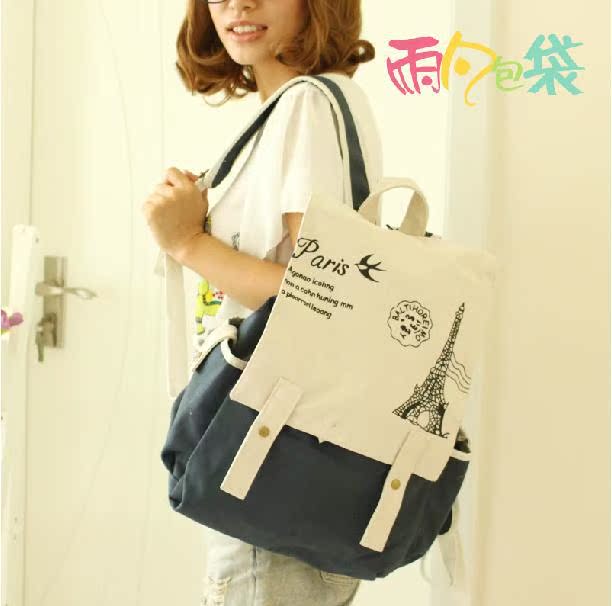 <em>书包</em>中学生帆布<em>双肩</em>包<em>女</em>韩版潮可爱背包英伦学