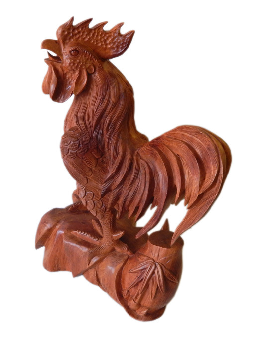 越南红木工艺品木雕刻公鸡摆件 生肖大公鸡 镇