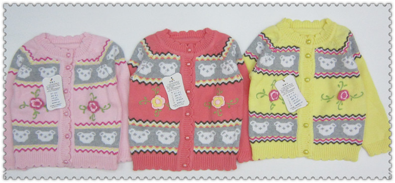 【2013年新款<em>女宝宝</em>开衫花点小熊头<em>图案</em>新生