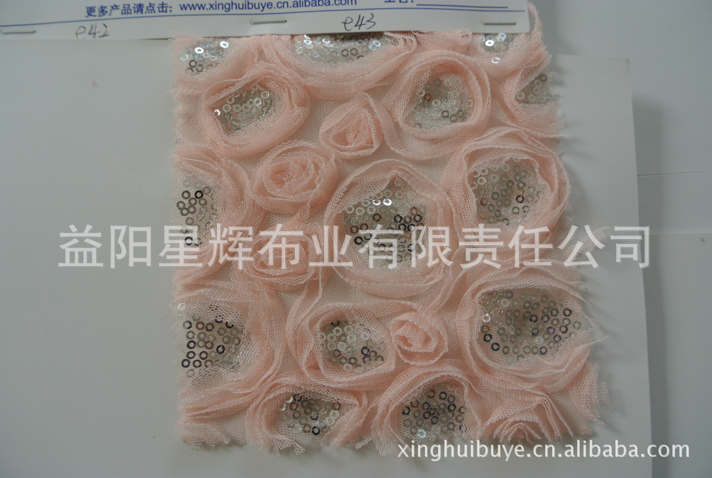 网布盘带亮片绣花布,E42/E43
