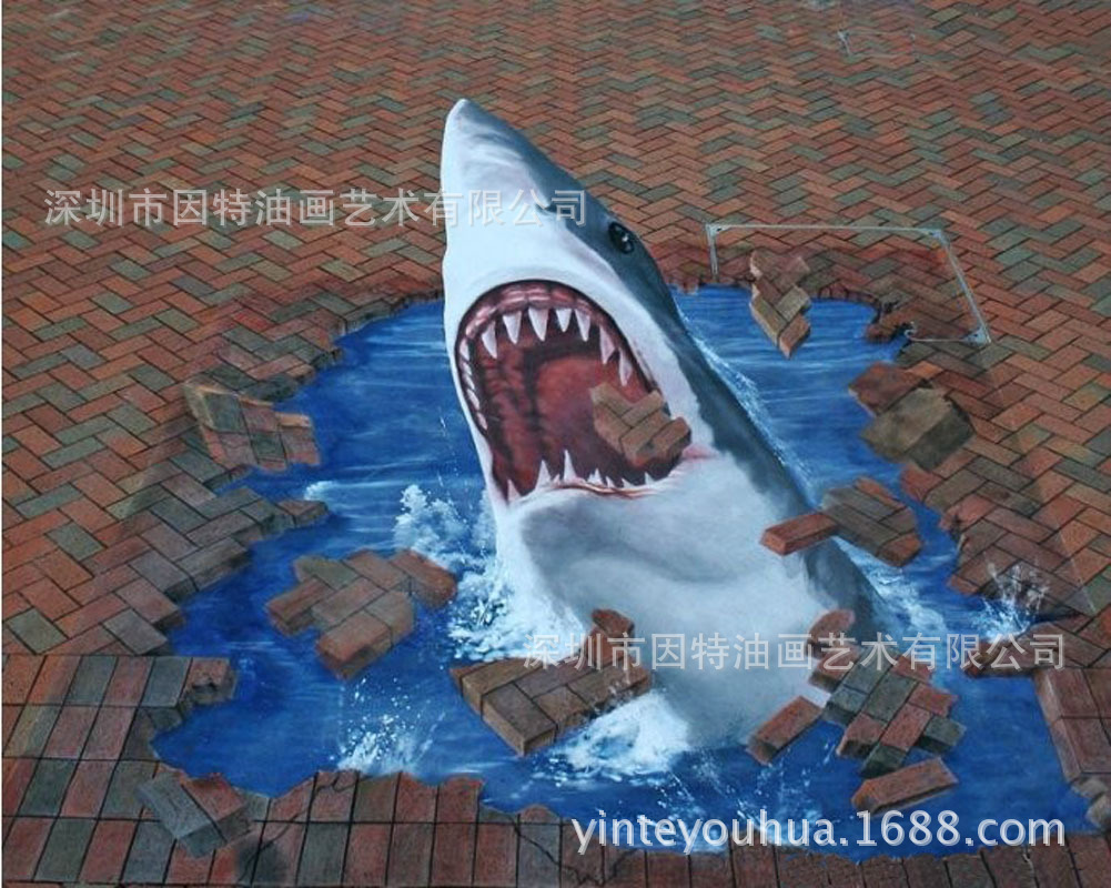 高端大气3d立体油画3d彩绘地画逼真超写实3d人物平立面结合丙烯画