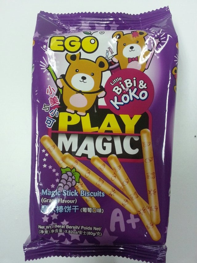 臺灣進(jìn)口嬰兒零食 EGO 小美與小可魔術(shù)棒餅干3味批發(fā) 80g 48包/箱