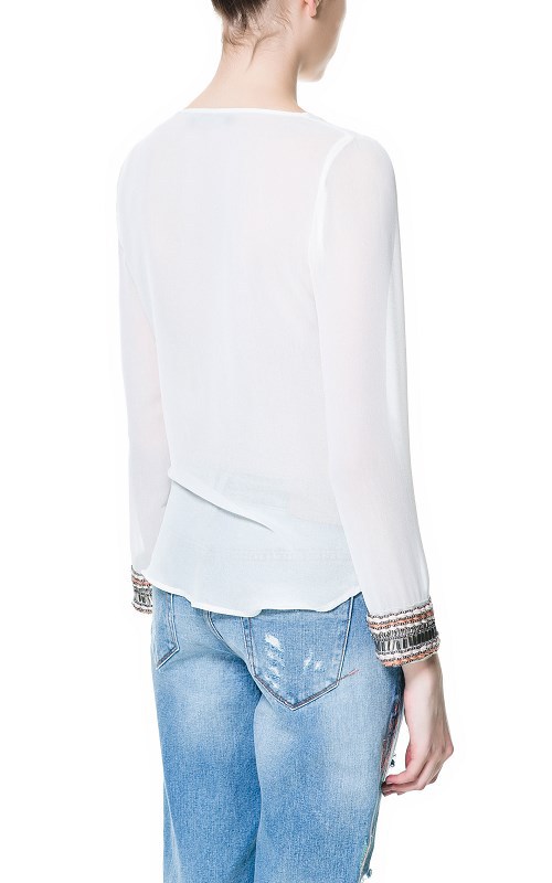 【DS-S-03 2013夏季新款 欧美Z家V领镶宝石袖