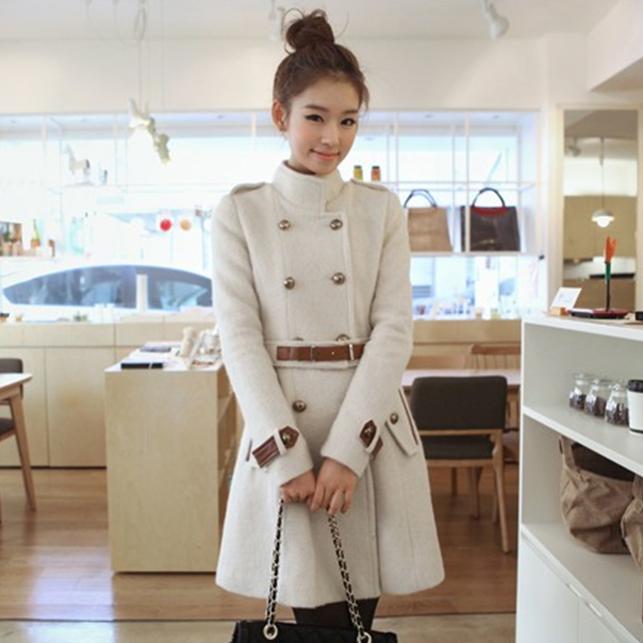 2013秋冬新款韩版修身女装羊绒呢大衣中长款