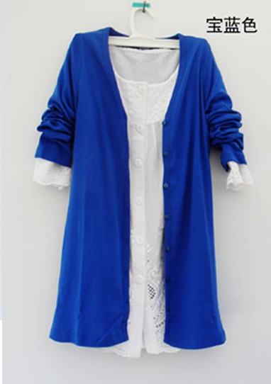 【<em>韩版</em>百搭<em>春秋</em>特价 <em>中长款V领</em>纯棉<em>开衫</em>长袖小