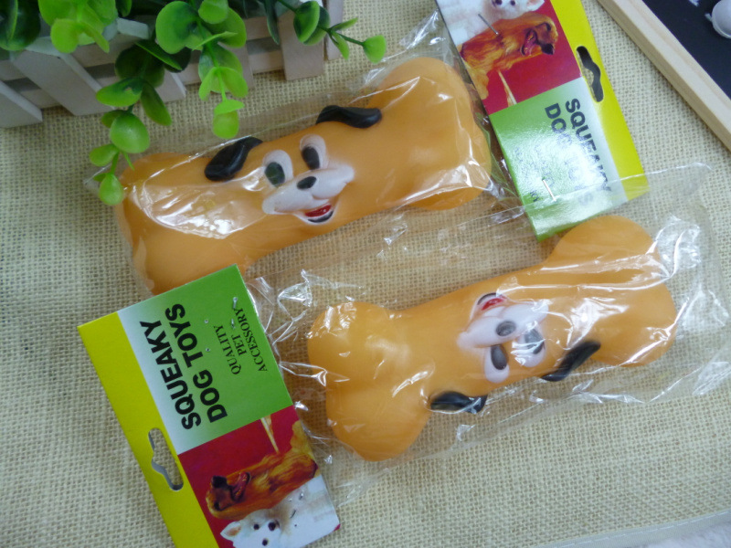 【笑脸骨头耐咬狗玩具 橡胶狗脸骨头玩具 宠物