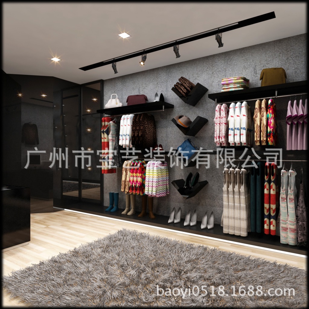 时尚女装货架 高档木质烤漆服装柜 服装展示柜 专卖店服装展柜