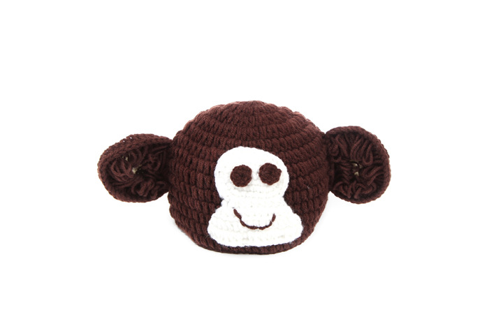购帽子-手工编织可爱猴子毛线帽儿童手工帽宝