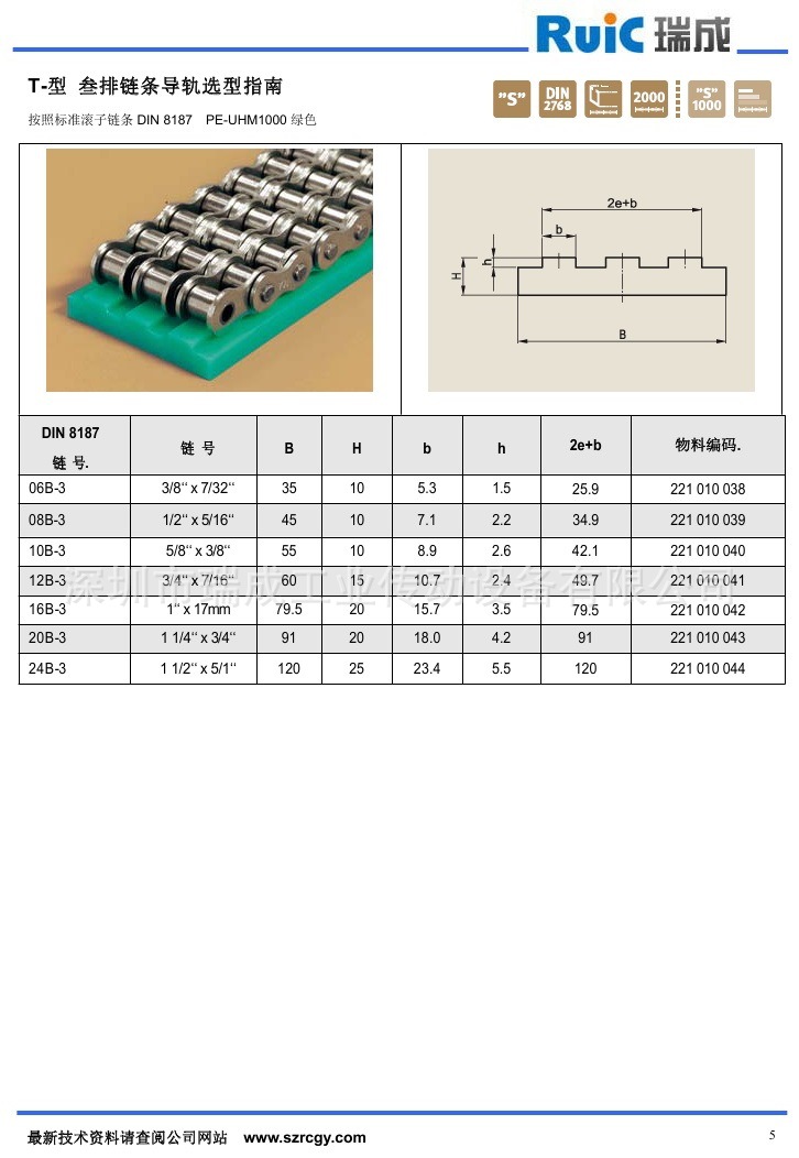 链条导轨T型叁排