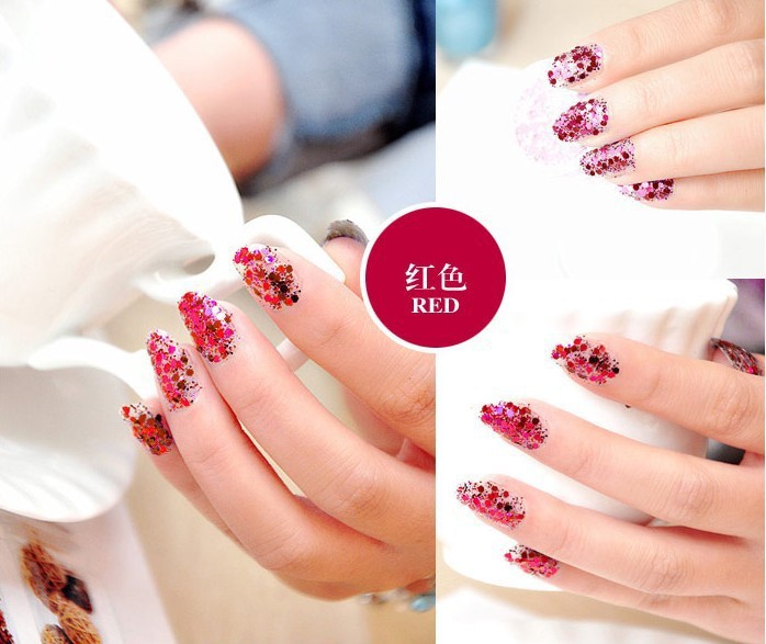 其他美甲用品、用具-美甲大亮片 美甲亮片 亮片 指甲亮片 美甲亮粉 12色盒装-