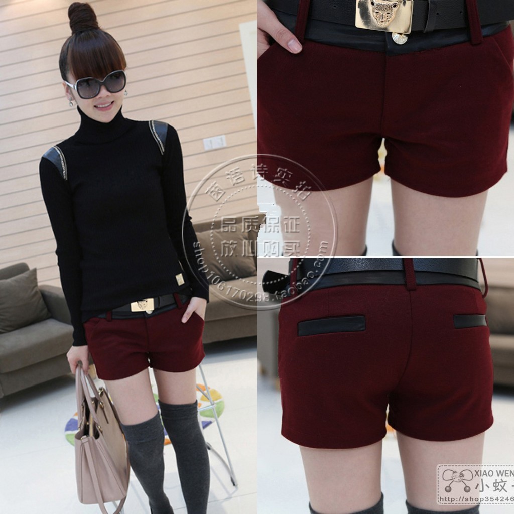 欧洲站<em>秋冬女新款</em>裤子休闲裤PU皮拼接显瘦女