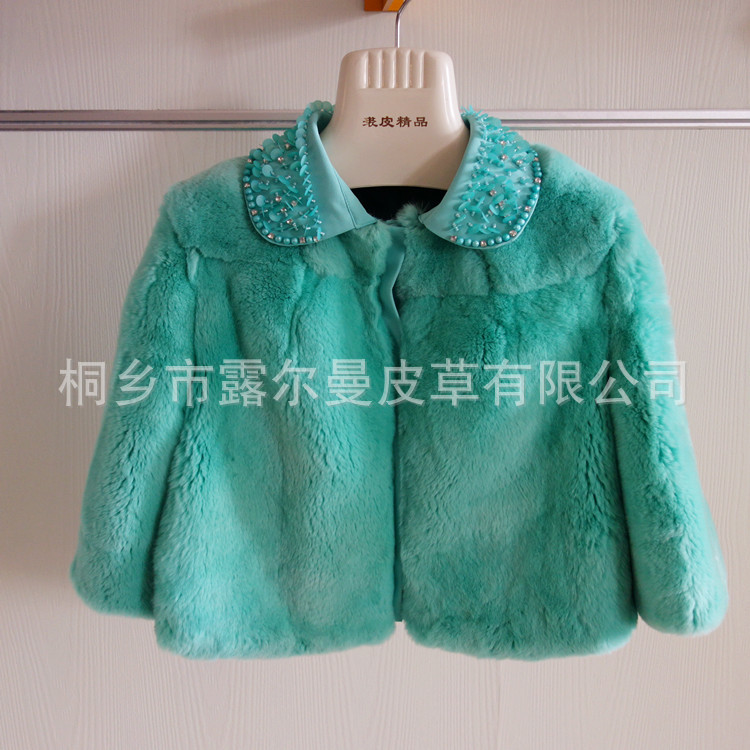实拍13女装冬装新款<em>特级</em>獭兔毛皮草<em>外套</em>领子