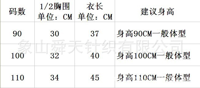 童裝尺碼