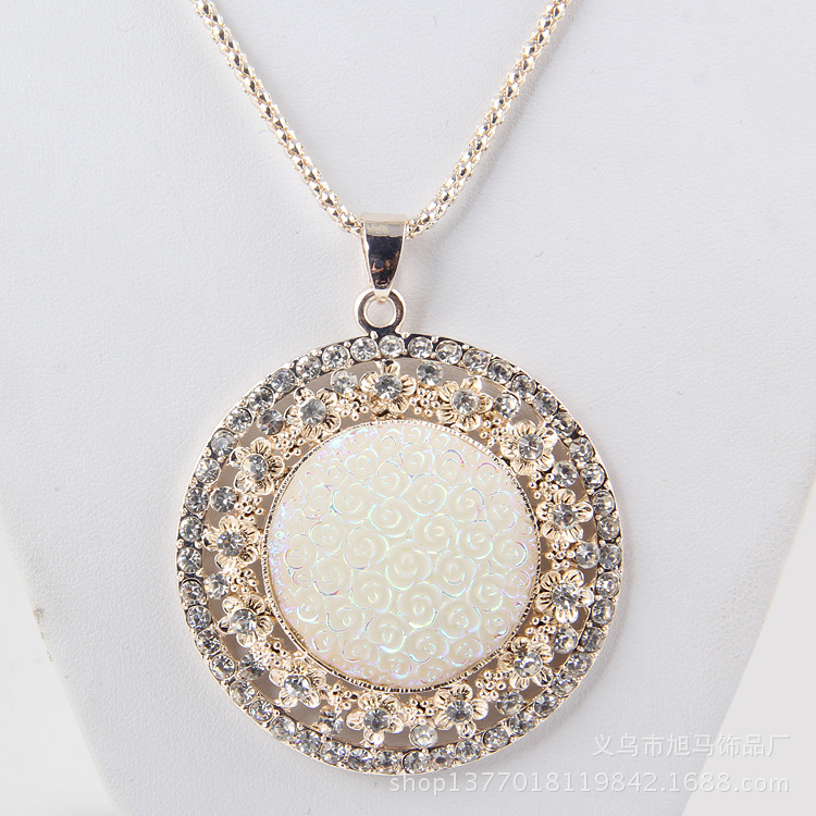 复古<em>百搭</em>半宝石装饰项链<em>毛衣</em>链<em>挂链</em> 韩国<em>长款</em>